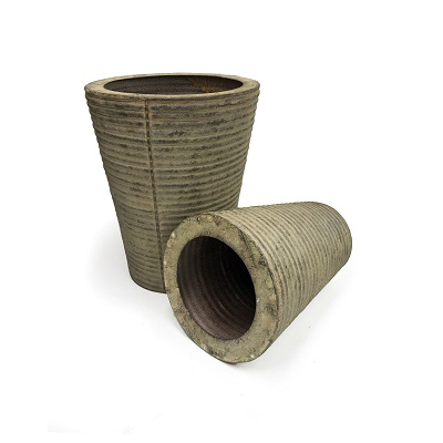Set of 2 Vintage Ribbed Vase 